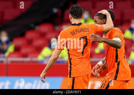 AMSTERDAM, NETHERLANDS - NOVEMBER 15: Georginio Wijnaldum of the Netherlands celebrating goal (1:0) during the UEFA Nations League match between Netherlands and Bosnia and Herzegovina at Johan Cruijff Arena on november 15, 2020 in Amsterdam, Netherlands (Photo by Marcel ter Bals/Orange Pictures) Stock Photo