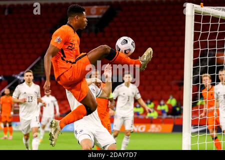 AMSTERDAM, NETHERLANDS - NOVEMBER 15: Denzel Dumfries of the Netherlands during the UEFA Nations League match between Netherlands and Bosnia and Herzegovina at Johan Cruijff Arena on november 15, 2020 in Amsterdam, Netherlands (Photo by Marcel ter Bals/Orange Pictures) Stock Photo