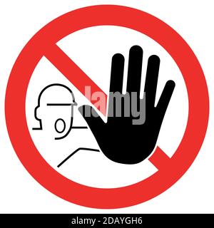 Simple red stop street sign with big hand symbol or icon vector illustration Stock Vector