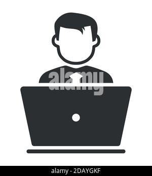 Notebook or laptop in front ov a using person icon vector illustration symbol Stock Vector