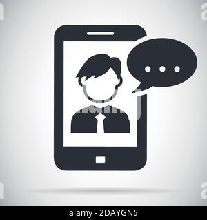 Smartphone video call icon with person on screen. Vector illustration symbol Stock Vector