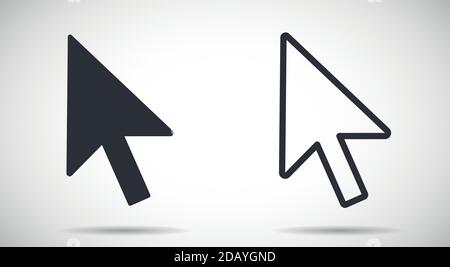 Cursor icons as filled and empty outline version vector illustration Stock Vector