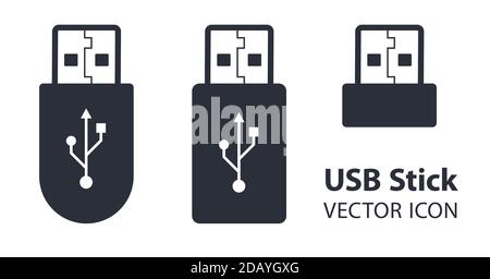 USB memory sticks with different shapes vector icons or symbols Stock Vector