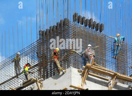 Construction workers  on building site Mexico City, Mexico Stock Photo