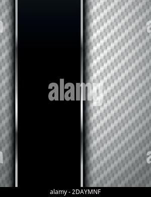 Panoramic texture of white and gray carbon fiber -illustration Stock Vector