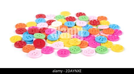 many colored buttons on white background Stock Photo