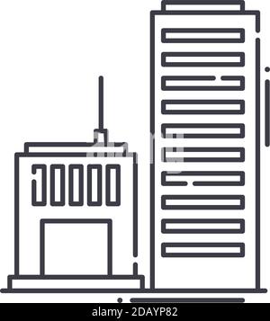 skyscrapper icon, black vector sign with editable strokes, concept ...