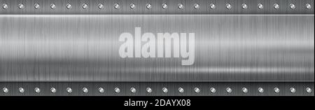 Texture panorama of silver metal with reflection Stock Vector