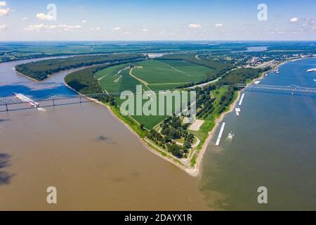 Mississippi-Ohio River Confluence, Cairo, Illinois, USA Stock Photo