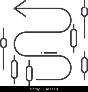 Sideways icon, linear isolated illustration, thin line vector, web design sign, outline concept symbol with editable stroke on white background. Stock Vector