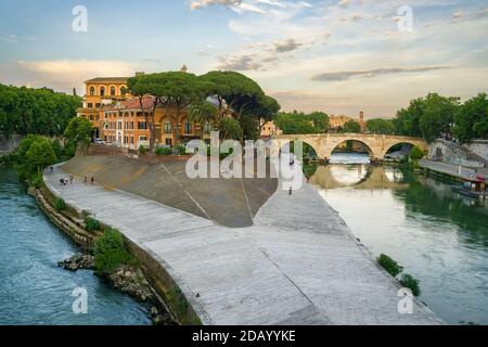 Tiberina Island on the Tiber River in Rome, Italy. Stock Photo