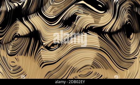 3d rendering, Abstract luxury lines and wave gold background Stock Photo