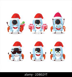 Santa Claus emoticons with rocket toy cartoon character Stock Vector