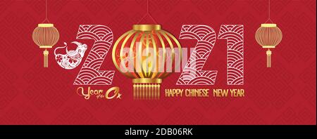 Happy Chinese new year 2021 the year of the ox zodiac, cow Cartoon calendar vector illustration Stock Vector