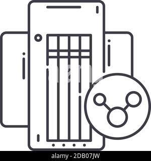 Shared server icon, linear isolated illustration, thin line vector, web design sign, outline concept symbol with editable stroke on white background. Stock Vector