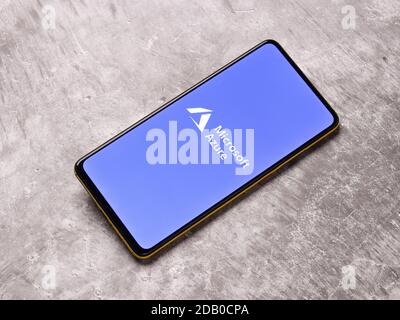 Assam, india - November 15, 2020 : Microsoft Azure logo on phone screen stock image. Stock Photo