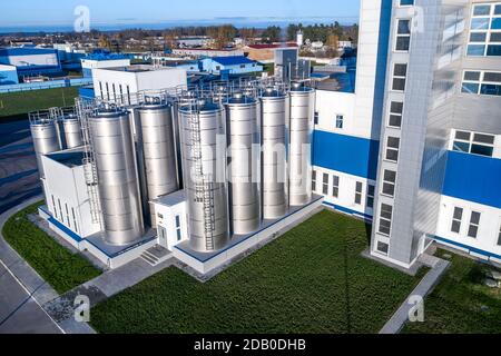 the milk processing plant the facade of the building top view Stock Photo