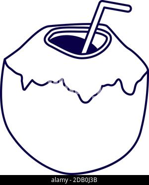 tropical coconut cocktail line style icon vector illustration design Stock Vector