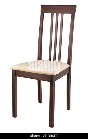 Wooden comfortable chair isolated on white background. Clipping path. Stock Photo