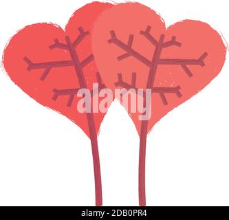 An illustration of two trees with heart shape. Stock Vector