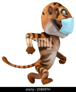 Fun 3D cartoon tiger with a mask Stock Photo - Alamy