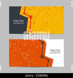 Set of banners with connected lines and dots. Stock Vector