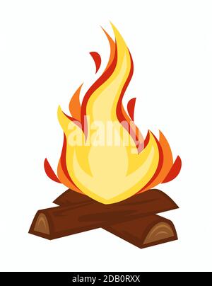 Campfire or bonfire wood and flame stone age fire discovery Stock Vector
