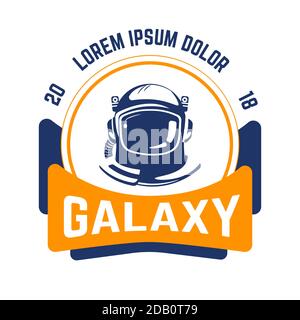 Galaxy isolated emblem space and aeronautics industry astronaut helmet Stock Vector