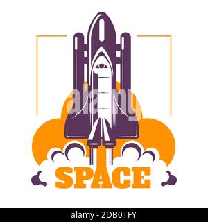 Space isolated icon spacecraft start cosmic rocket Stock Vector