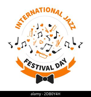 International jazz festival day notes and musical instruments Stock Vector