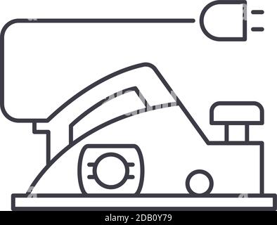 Power tool planer icon, linear isolated illustration, thin line vector, web design sign, outline concept symbol with editable stroke on white Stock Vector