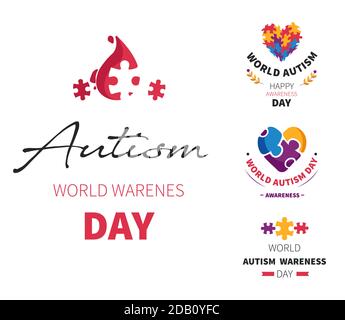 World autism day isolated icons disability socializing problem Stock Vector