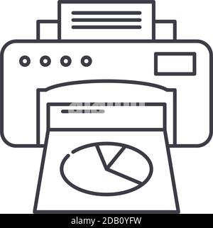 Printer concept icon, linear isolated illustration, thin line vector, web design sign, outline concept symbol with editable stroke on white background Stock Vector