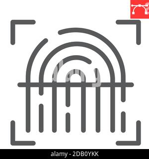 Fingerprint scan line icon, security and biometric, finger print sign vector graphics, editable stroke linear icon, eps 10. Stock Vector