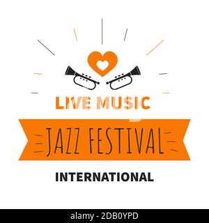 Live music jazz festival isolated icon trumpet musical instrument Stock Vector