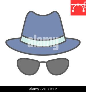 Spy agent color line icon, security and detective, hacker sign vector graphics, editable stroke filled outline icon, eps 10. Stock Vector