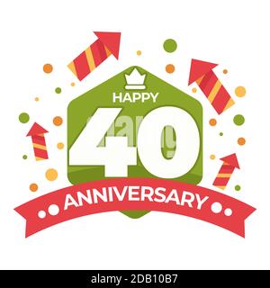 40 Anniversary isolated icon birthday celebration firework rockets Stock Vector