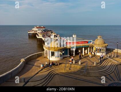 Cromer Pier in north Norfolk England UK  a grade 2 listed pier which houses the Pavilion Theatre and Cromer lifeboat station. Stock Photo