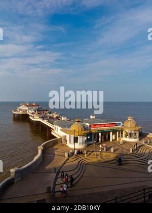 Cromer Pier in north Norfolk England UK  a grade 2 listed pier which houses the Pavilion Theatre and Cromer lifeboat station. Stock Photo