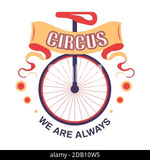 Circus show isolated icon unicycle performance requisite Stock Vector