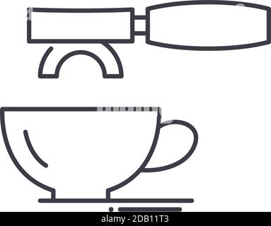 Portafilter icon, linear isolated illustration, thin line vector, web design sign, outline concept symbol with editable stroke on white background. Stock Vector