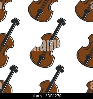 Violin Austrian national musical instrument seamless pattern Stock Vector
