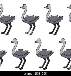 Australian animal symbol seamless pattern ostrich bird Stock Vector