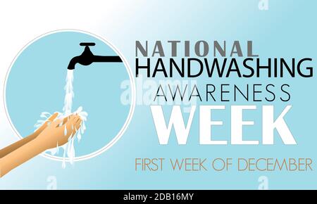 National Hand Washing Awareness Week Banner Or Poster Vector Design For December Stock Vector