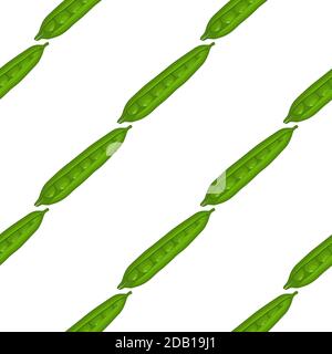 Illustration on theme of bright pattern green peas, vegetable pod for seal. Vegetable pattern consisting of beautiful green peas, many light pod. Simp Stock Vector