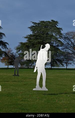 Standing with Giants an art installation created by Witney, Oxfordshire based artist Dan Barton to commemorate Remembrance Day has been installed in t Stock Photo