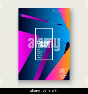 Minimal cover design vector illustration. Neon blurred pink blue gradient. Abstract retro 80s style texture geometric pattern lines. Striped minimalis Stock Vector