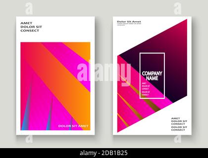 Minimal cover set design vector illustration. Neon blurred pink yellow gradient. Abstract retro 80s style texture geometric pattern lines. Striped min Stock Vector