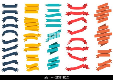 Set of Ribbons. Ribbon elements. Stock Vector