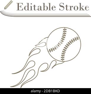 Baseball Fire Ball Icon. Editable Stroke Simple Design. Vector Illustration. Stock Vector